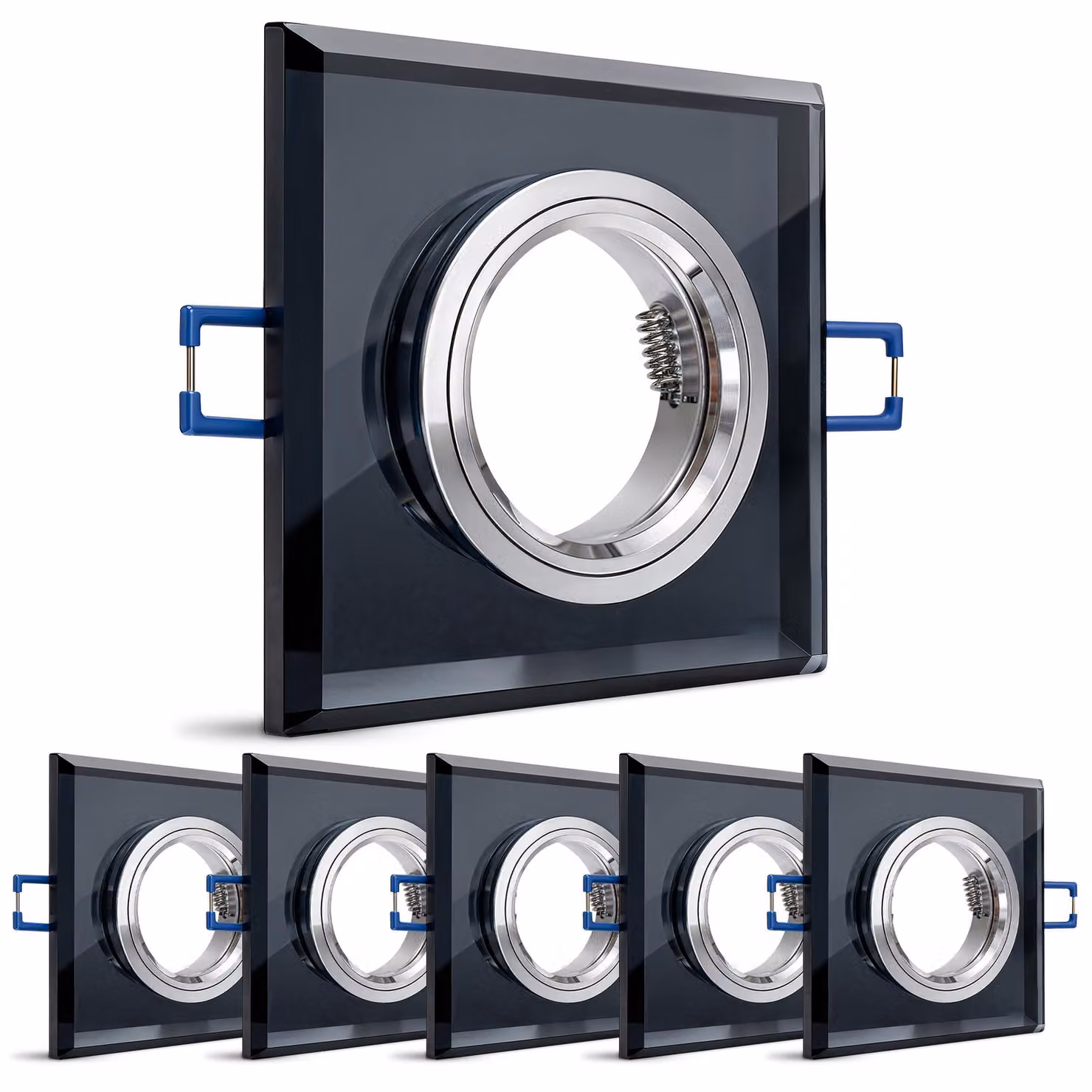 SSC-LUXon ALINA 6x design vetro faretto da incasso angolare nero con attacco per GU10 o modulo - luce da incasso a soffitto dimensione foro 60-70mm