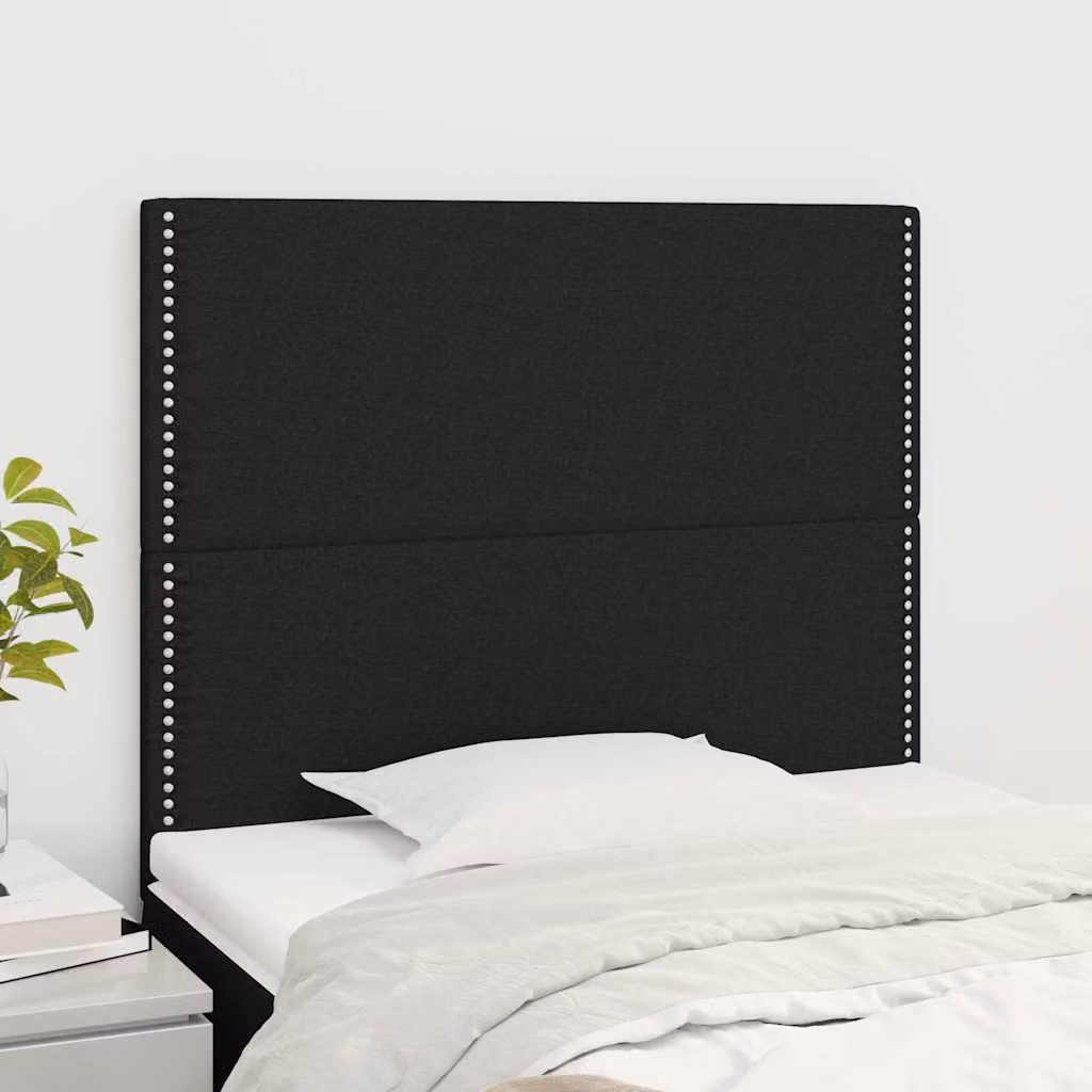 Testiera per letto imbottita vidaXL in tessuto nero con struttura in legno L: 90 cm, P: 5 cm, H: 118/128 cm
