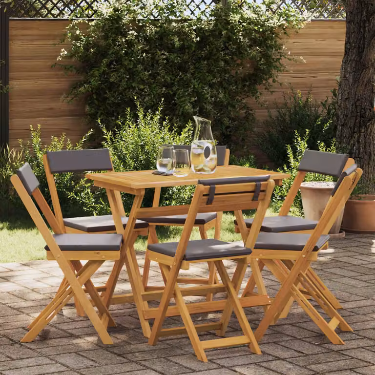 Set di 6 sedie bistro da giardino vidaXL in legno di acacia oliato, colore grigio scuro e marrone, stile rustico