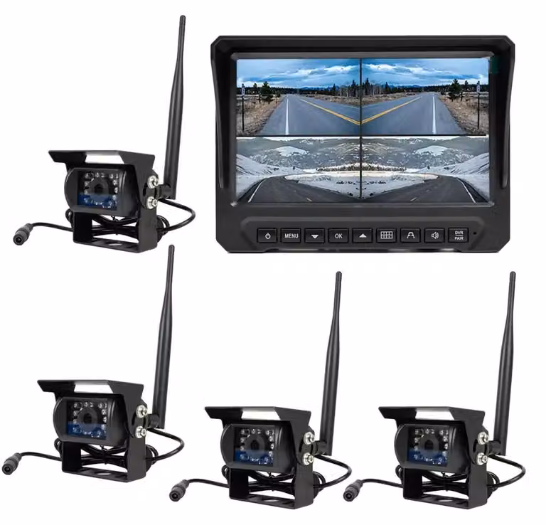 Pni Trk504 Kit di videosorveglianza wireless per DVR per autocarri con monitor LCD e 4 telecamere Taglia unica