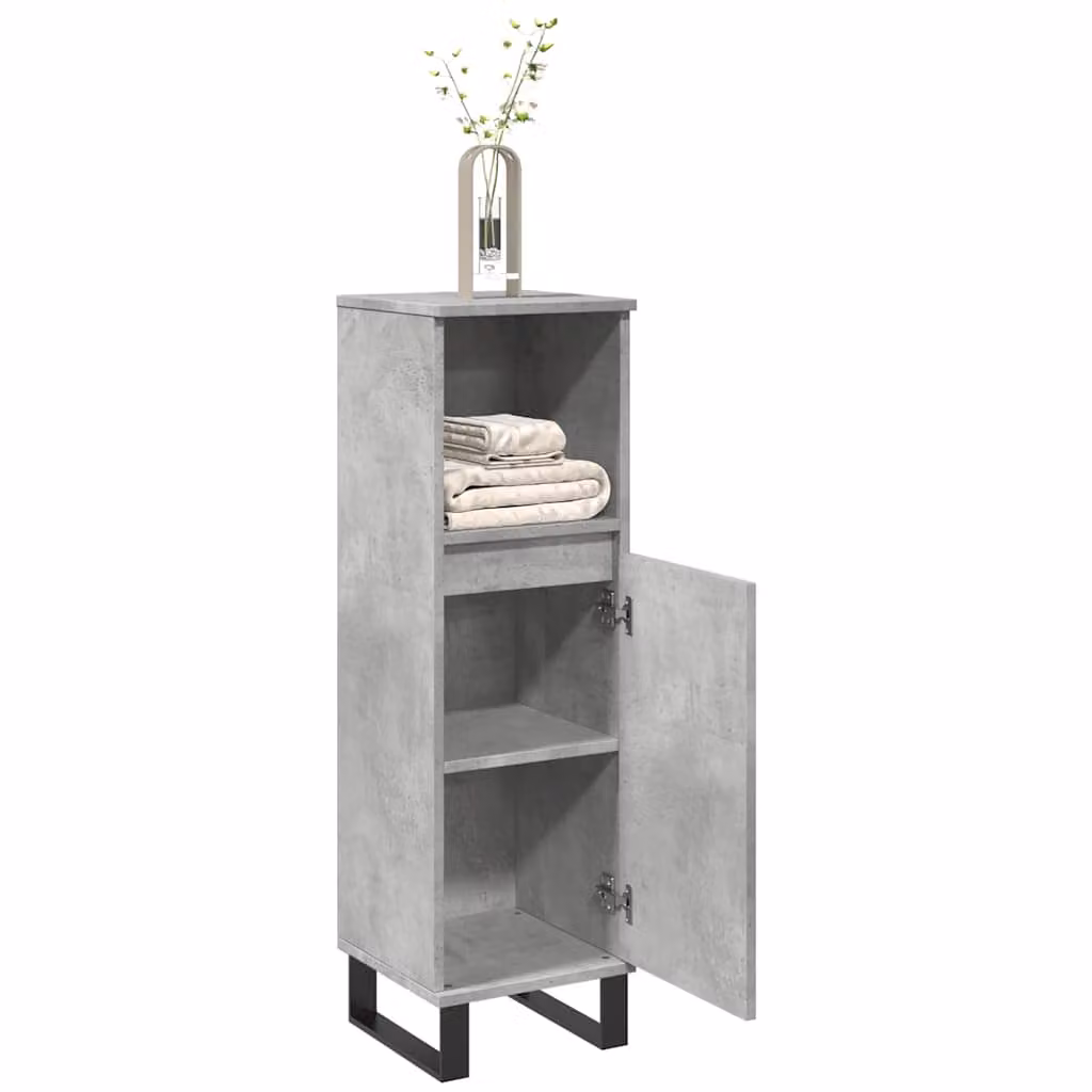 Armadietto da bagno vidaXL in stile industriale grigio con ante a battente e ripiani interni, L/P/H: 30 x 30 x 100 cm