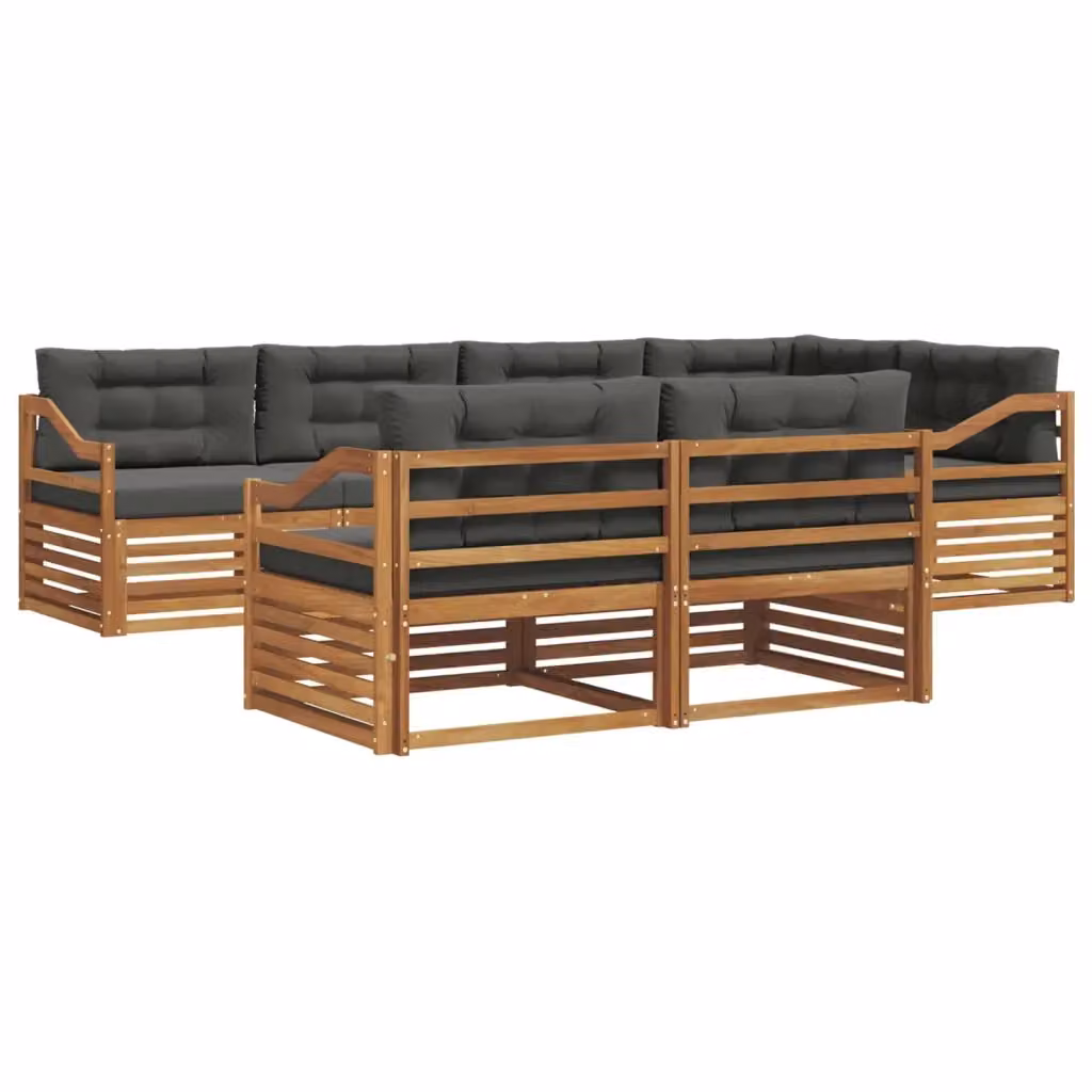 Set di divani da esterno a L vidaXL in legno di acacia con cuscini, beige e antracite – 2