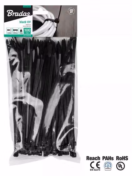 Bradas TS1136250B Clip nera 100 pezzi