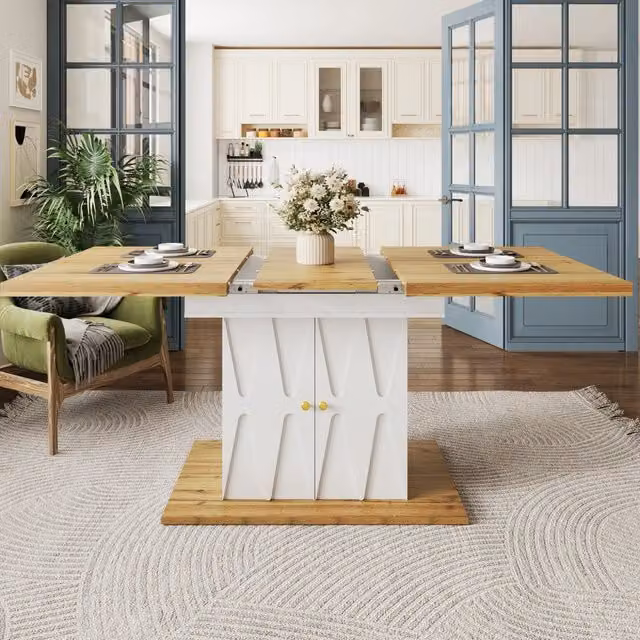 Tavolo da pranzo allungabile con motivo in rilievo 110-140x70x76,5 cm, piano in MDF effetto legno