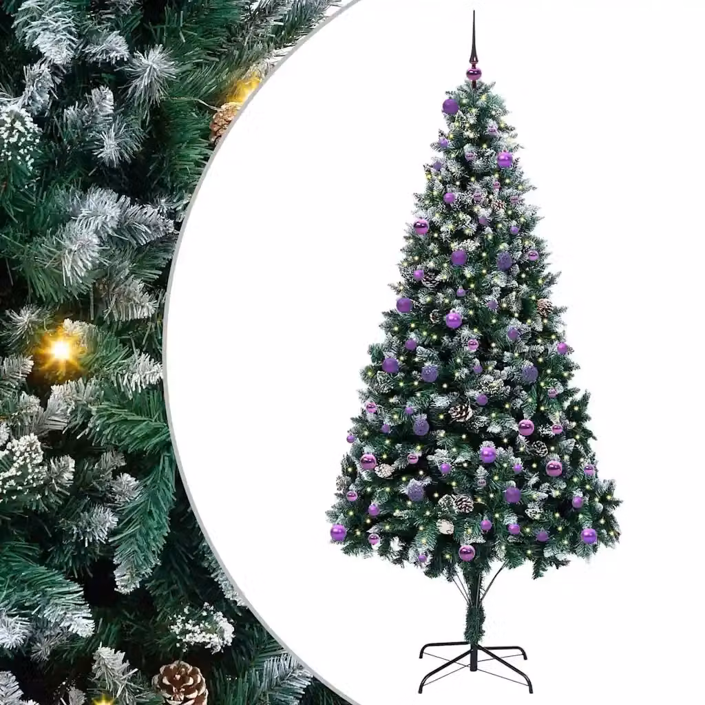 Albero di Natale artificiale verde vidaXL con 300 LED luce bianca calda, Altezza: 240 cm – 2
