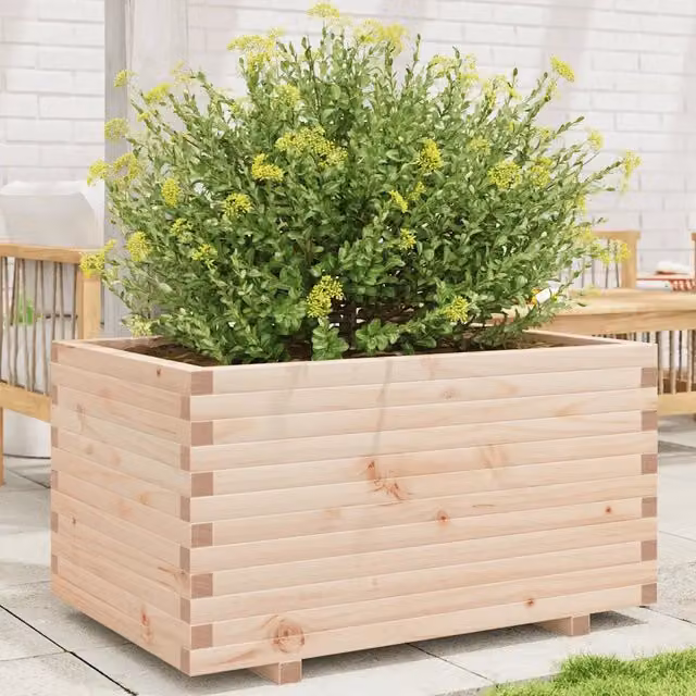 Fioriera da Giardino-Vaso da Esterno 90x60x49,5 cm in Legno Massello di Pino 924817