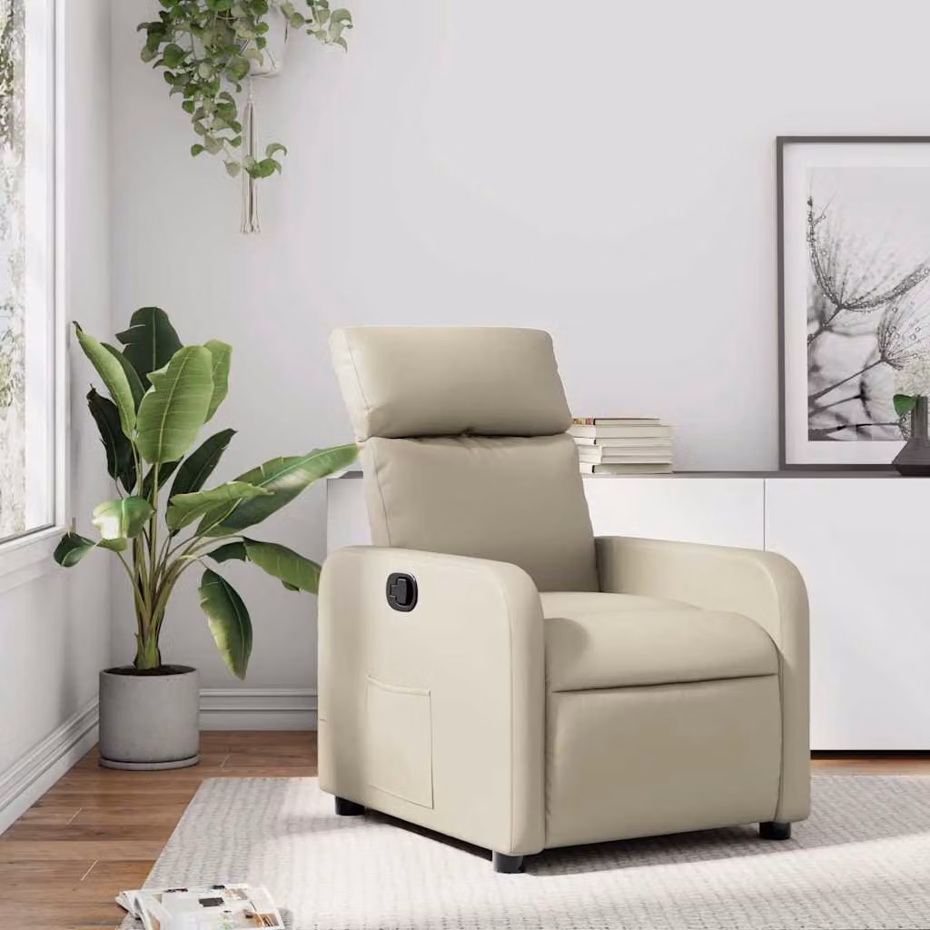 Poltrona Reclinabile Relax vidaXL in Similpelle Beige con Braccioli