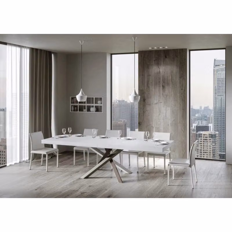 Tavolo allungabile Volantis Premium ITAMOBY Bianco Frassino con telaio a X in metallo – 2