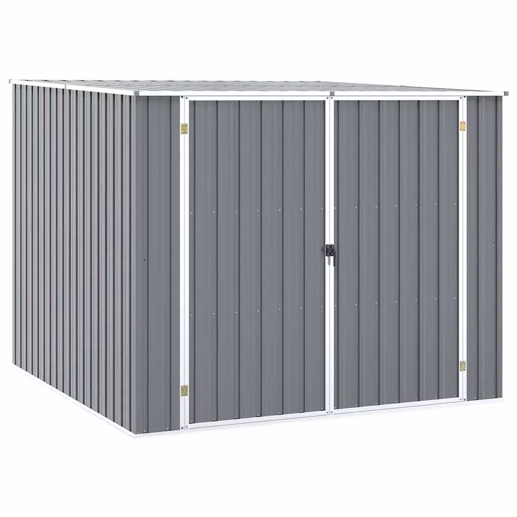 Capanno da giardino Videx in acciaio zincato grigio con tetto a punta e doppia porta L/P/H: 195 x 198 x 159 cm – 2