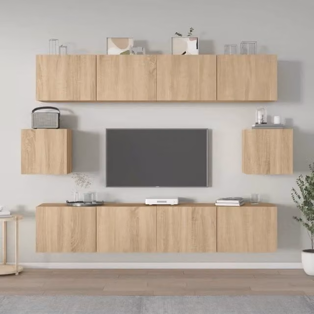 Set di Mobili Porta TV 6 pz-Set di 6 Credenza per TV Rovere Sonoma in Legno Multistrato 812582