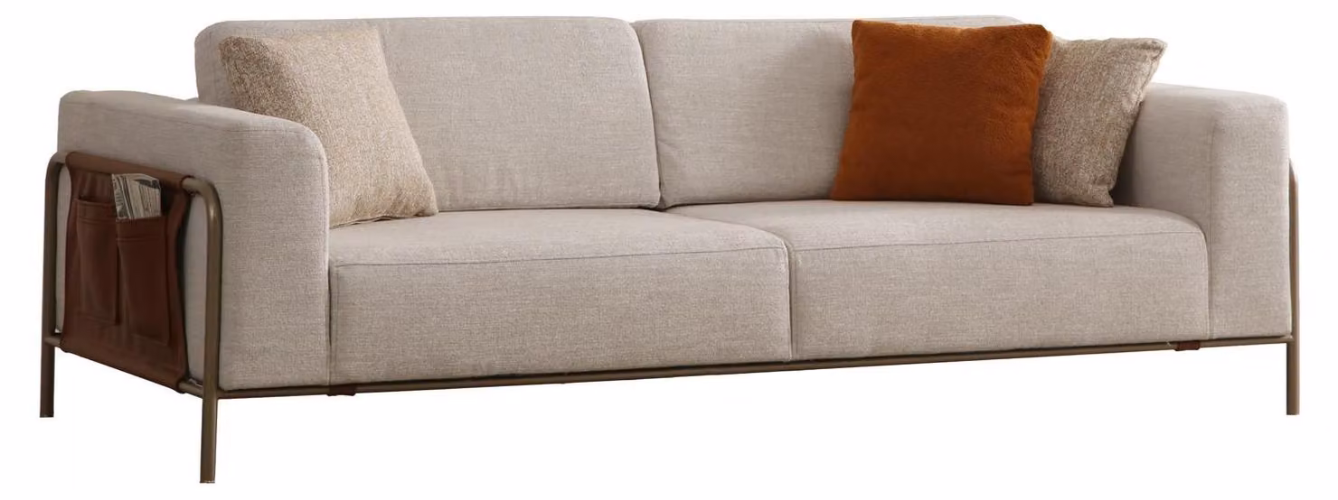 Moderne Beige 3-Sitzer Couch Elegante Wohnzimmer Sitzmöbel Sofa