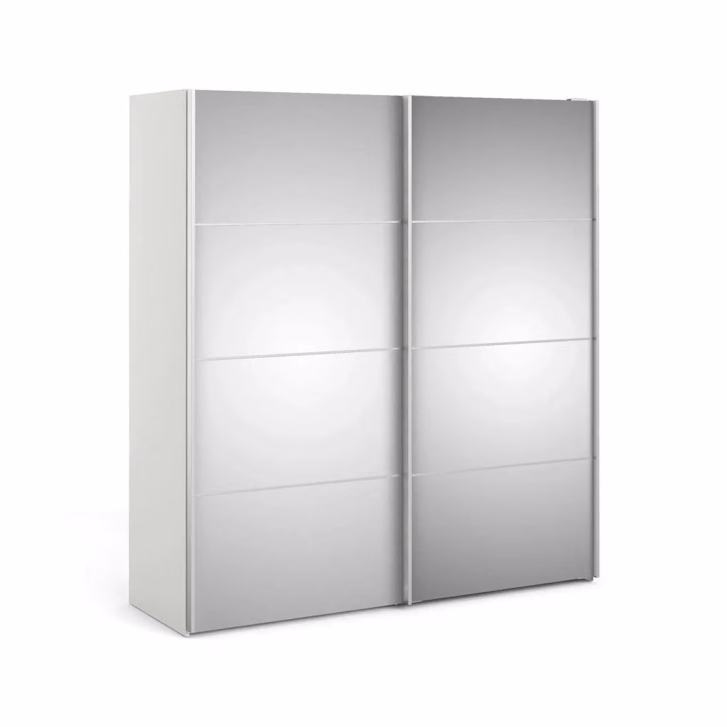 Armadio con ante scorrevoli DMORA per camera da letto, Bianco opaco, L: 182 cm, P: 64 cm, H: 201,5 cm – 2