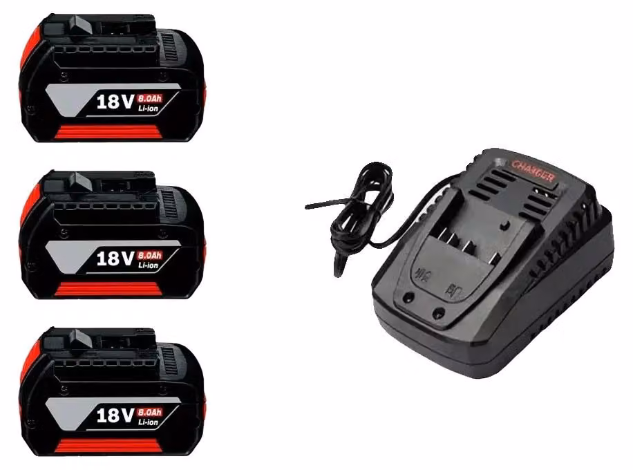 Batterie ricaricabili, capacità 8000mAh, compatibili con utensili elettrici, caricabatterie 8.0AHX3 (x1), 18V