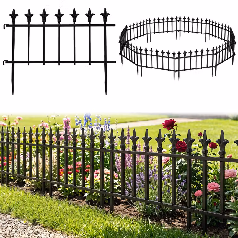 COSTWAY, 10 recinzioni decorative per giardino, recinzioni in metallo, 56 cm (larghezza) x 44 cm (altezza)