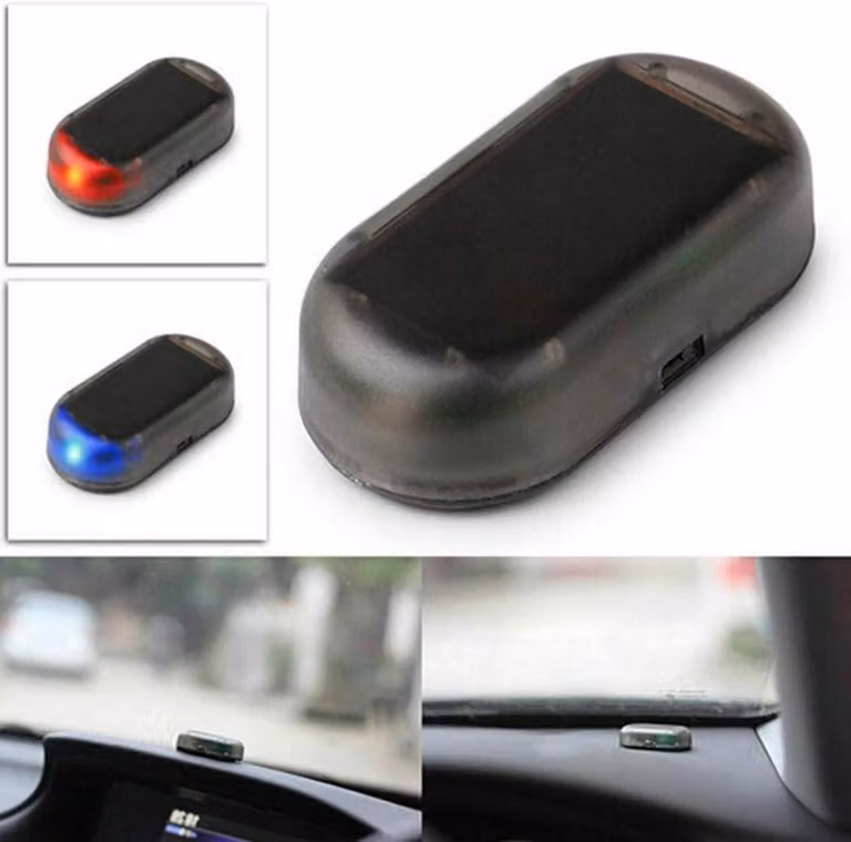 Segnalatore luminoso antifurto per auto - Luce stroboscopica blu/rossa - Sistema di allarme alimentato a energia solare