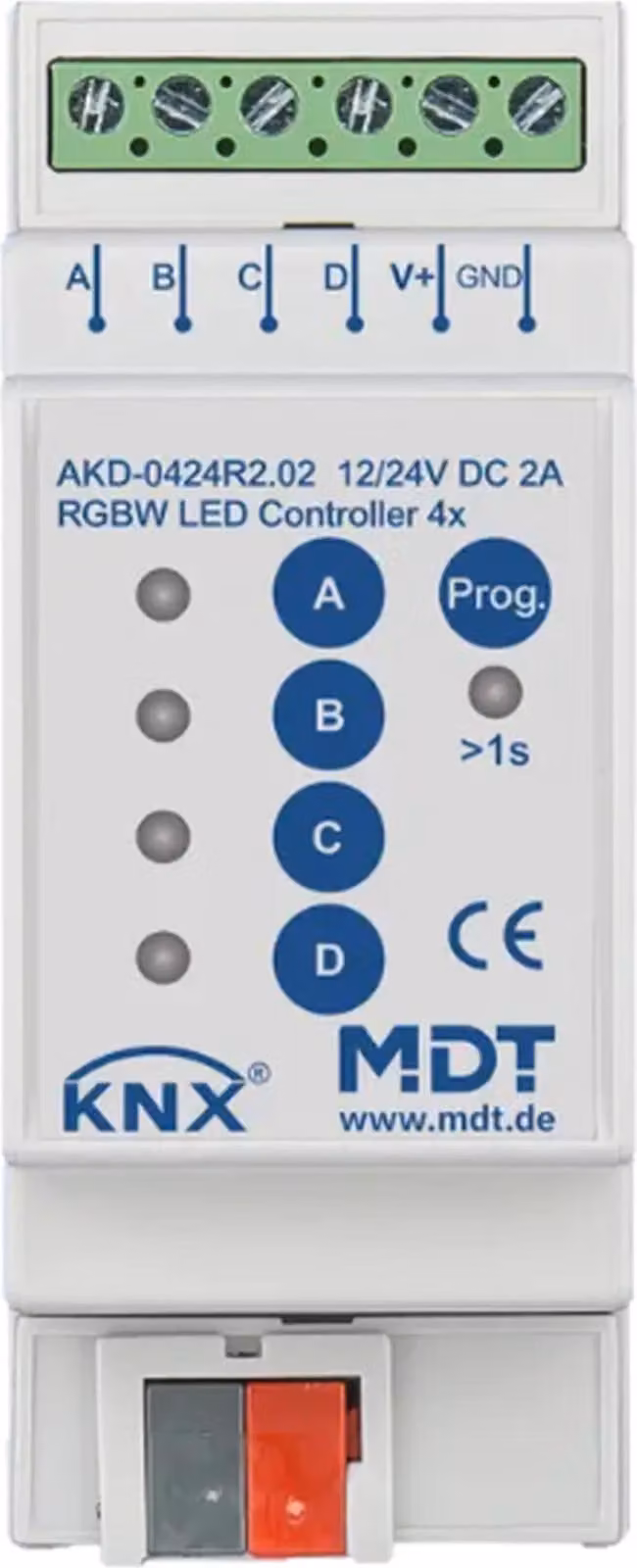 MDT KNX Controller LED a 4 canali RGBW, 2/4 A, REG 2 TE, 1 pz.