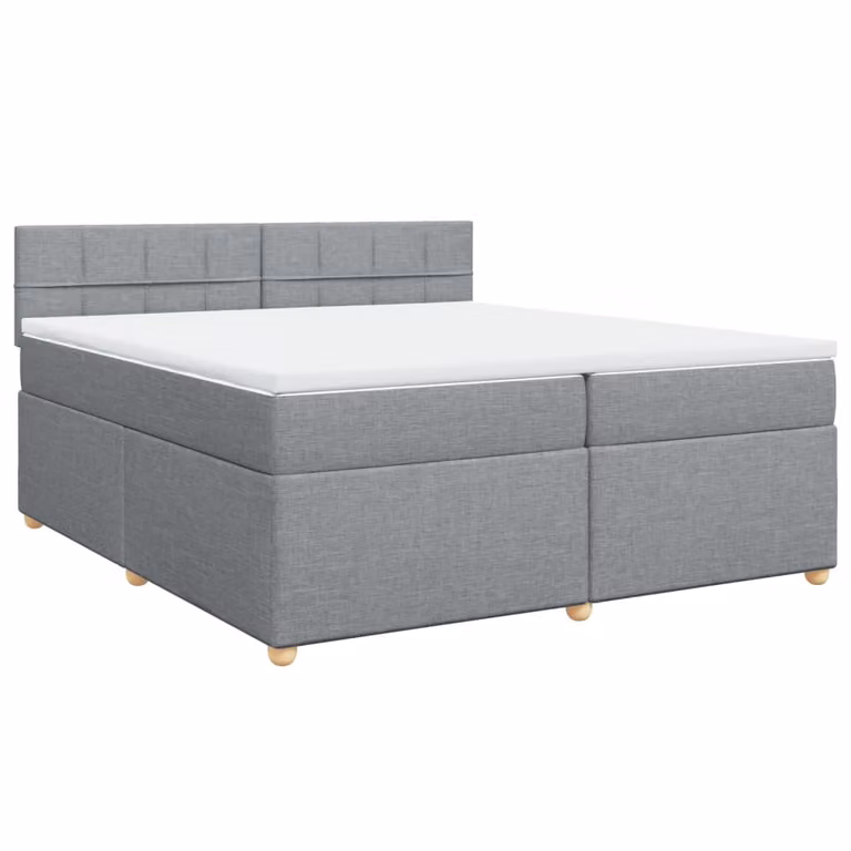 Giroletto a Molle con Materasso Grigio Chiaro 200x200cm Tessuto