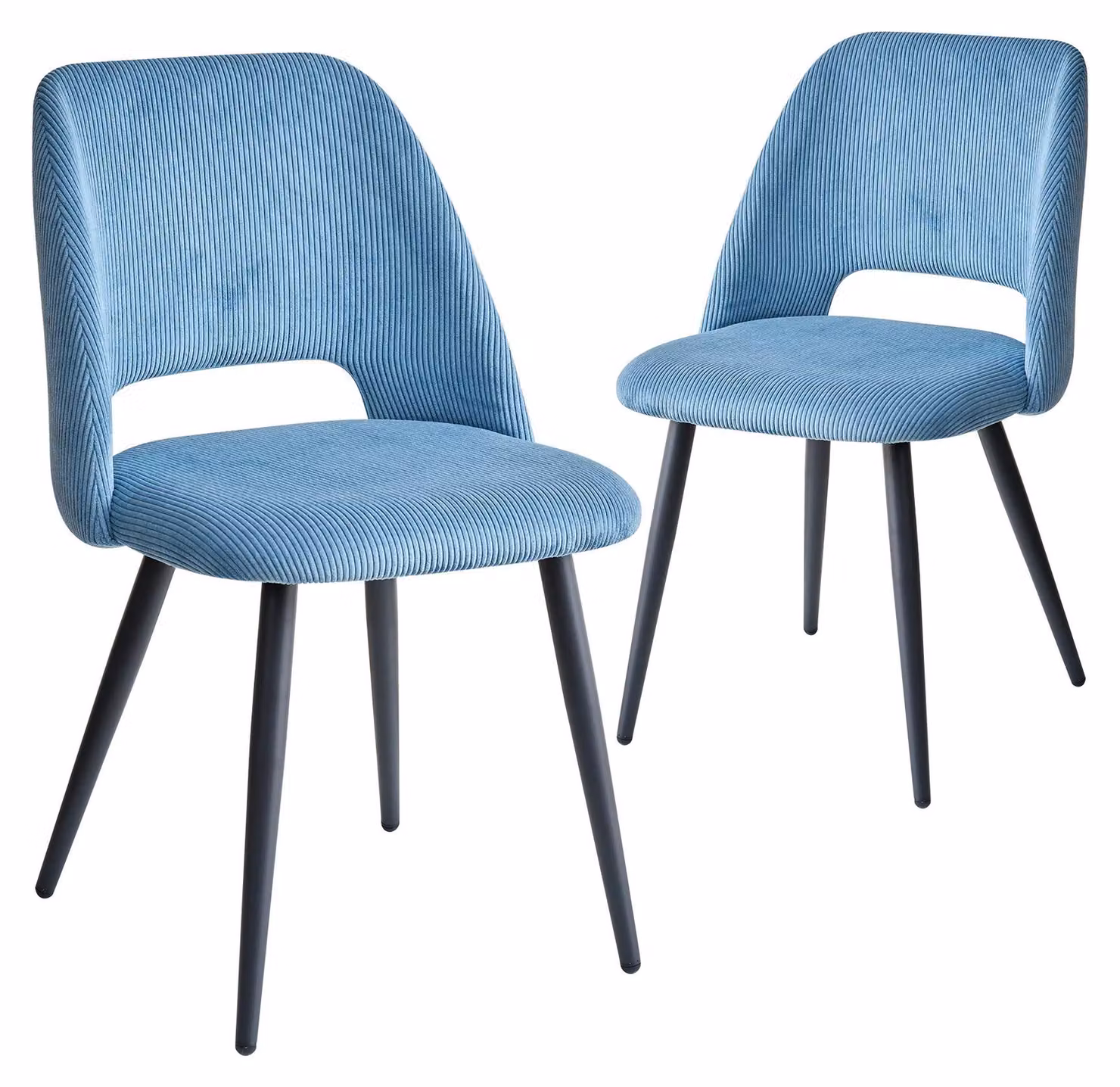 Sedie da pranzo - Set da 2 - Moderne sedie da pranzo - Struttura in metallo - Non imbottite - Non girevoli - Colore: blu