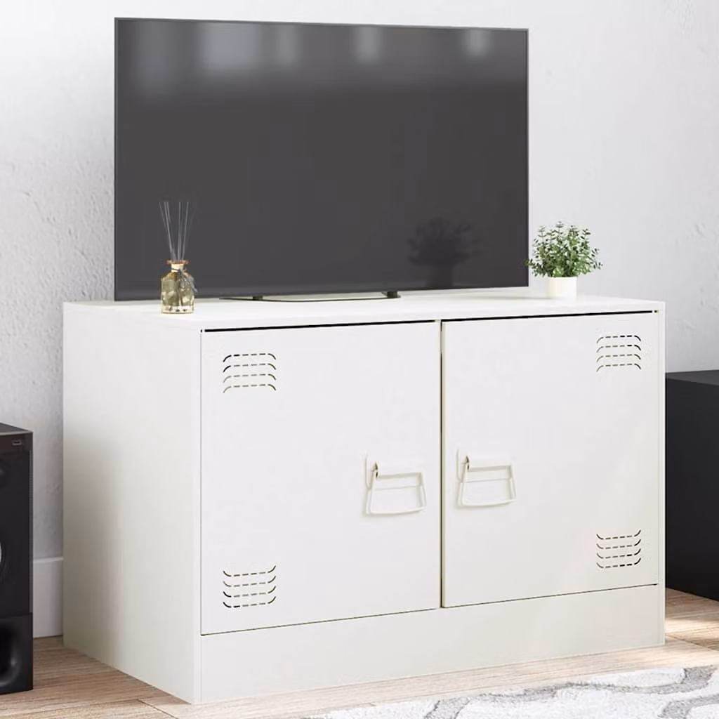vidaXL Mobile Porta TV Bianco in Metallo e MDF L 67 cm, P 39 cm, H 44 cm