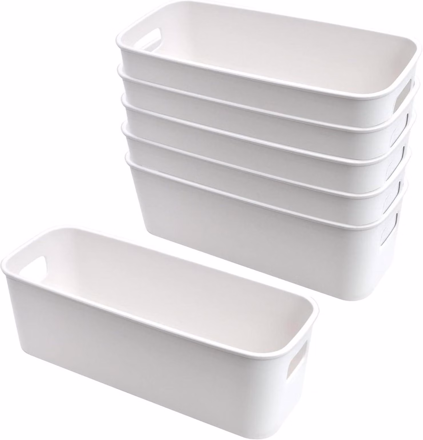 Contenitore in plastica 30 cm - 6 pezzi Bianco - Cestini organizer - Cucina Bagno Scaffale