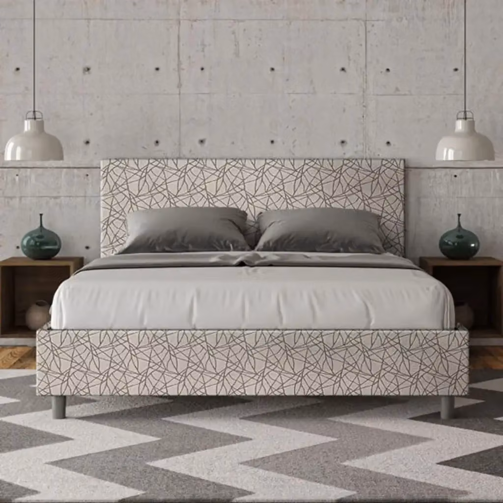 Letto matrimoniale con contenitore imbottito Ityhome Adele in tessuto grigio L/P/H: 160 x 200 x 106 cm – 2