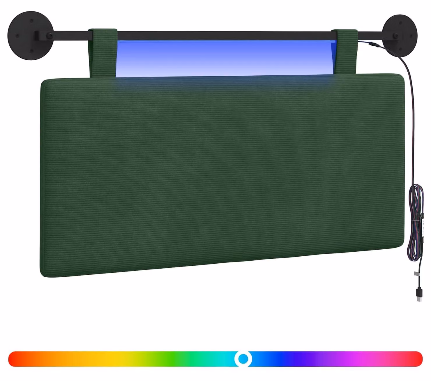 Testiera sospesa Con luce LED Verde Giungla Tessuto in Cords