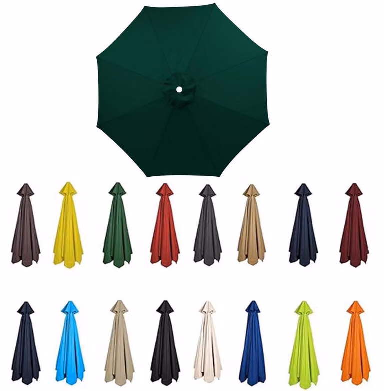 Copertura di ricambio per ombrellone, diametro 3,5 metri, 8 stecche, colore verde, protezione UV 50, resistente al vento