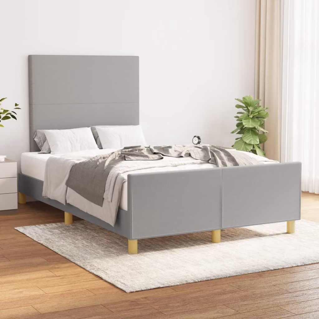 The Living Store Struttura letto con testiera in tessuto grigio chiaro 120x200 cm