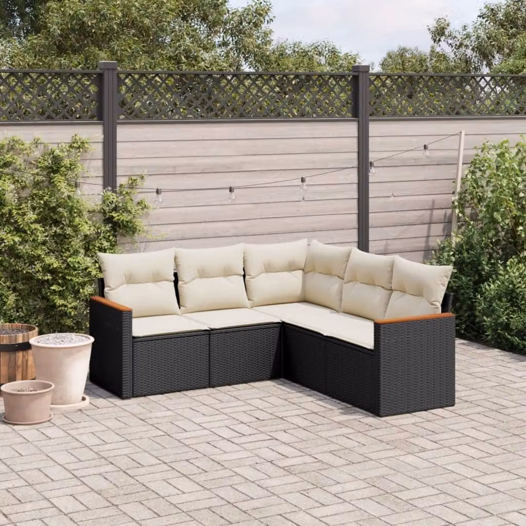 Maison Exclusive - Set Divani da Giardino 5 pz con Cuscini in Polyrattan Nero