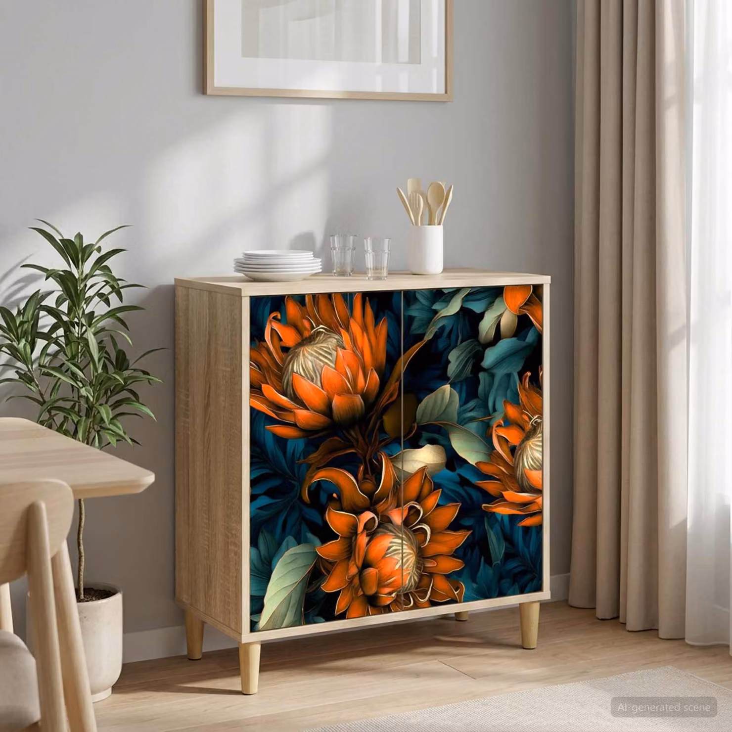 Credenza moderna vidaXL LOCHEM in legno ingegnerizzato color marrone, L 69 cm x P 33 cm x H 75 cm