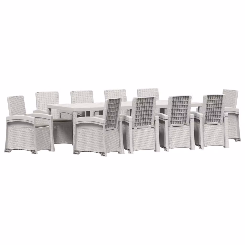 Set da pranzo da giardino moderno vidaXL in rattan sintetico bianco e grigio con tavolo rettangolare e 11 pezzi – 2