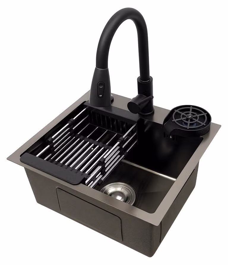 Solidchoice - Lavello in acciaio inossidabile con dispenser integrato per sapone e cestello di scarico