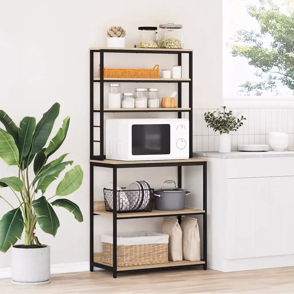 vidaXL Mensola da cucina a 5 livelli in stile industrial, colore marrone, L 80 cm x P 40 cm x H 168 cm