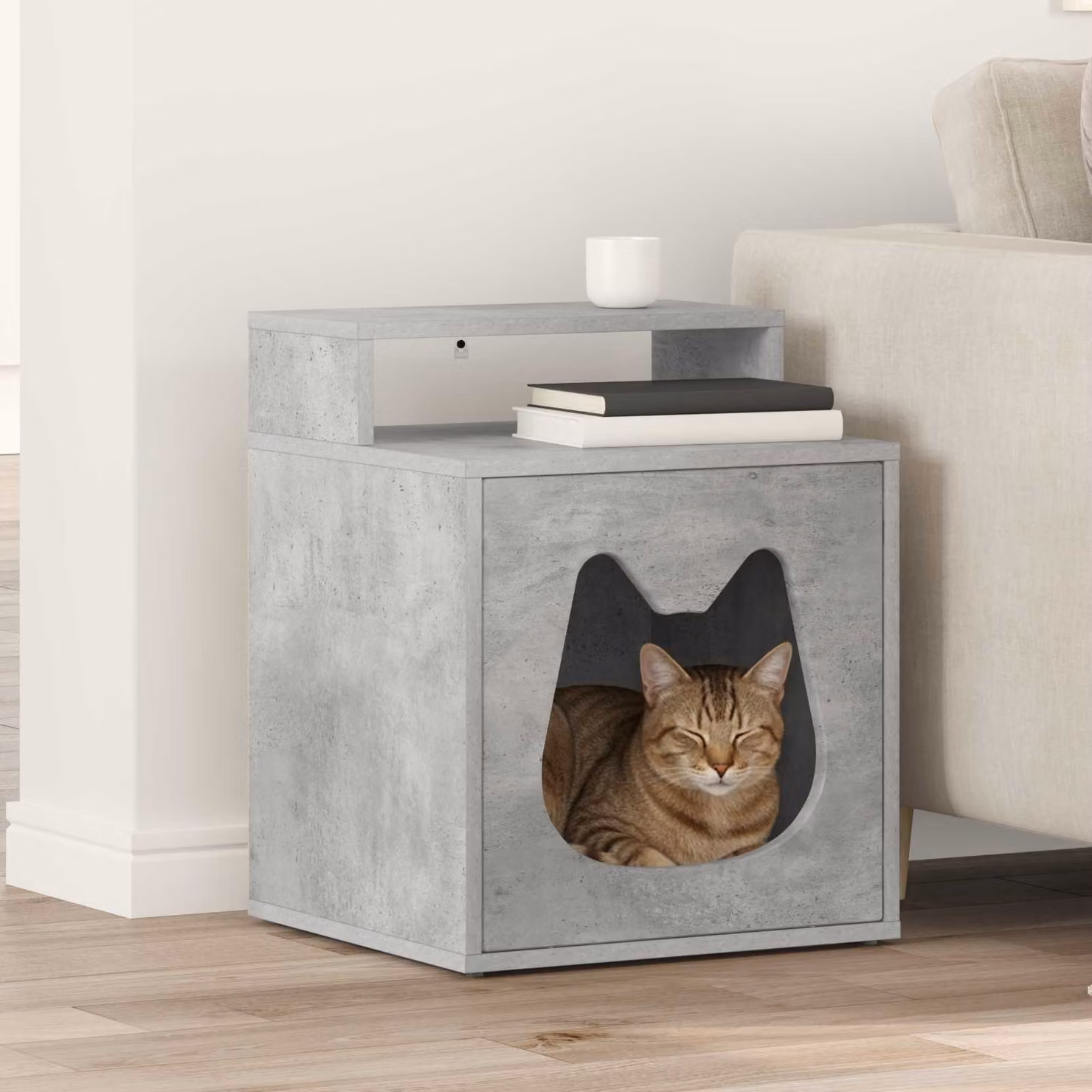 Casa per gatti vidaXL in materiale composito grigio, L: 42,5 cm, P: 40 cm, H: 53,5 cm