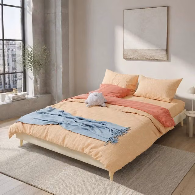 Letto Mivray rivestito in velluto beige con rete a doghe L 160 cm x P 200 cm