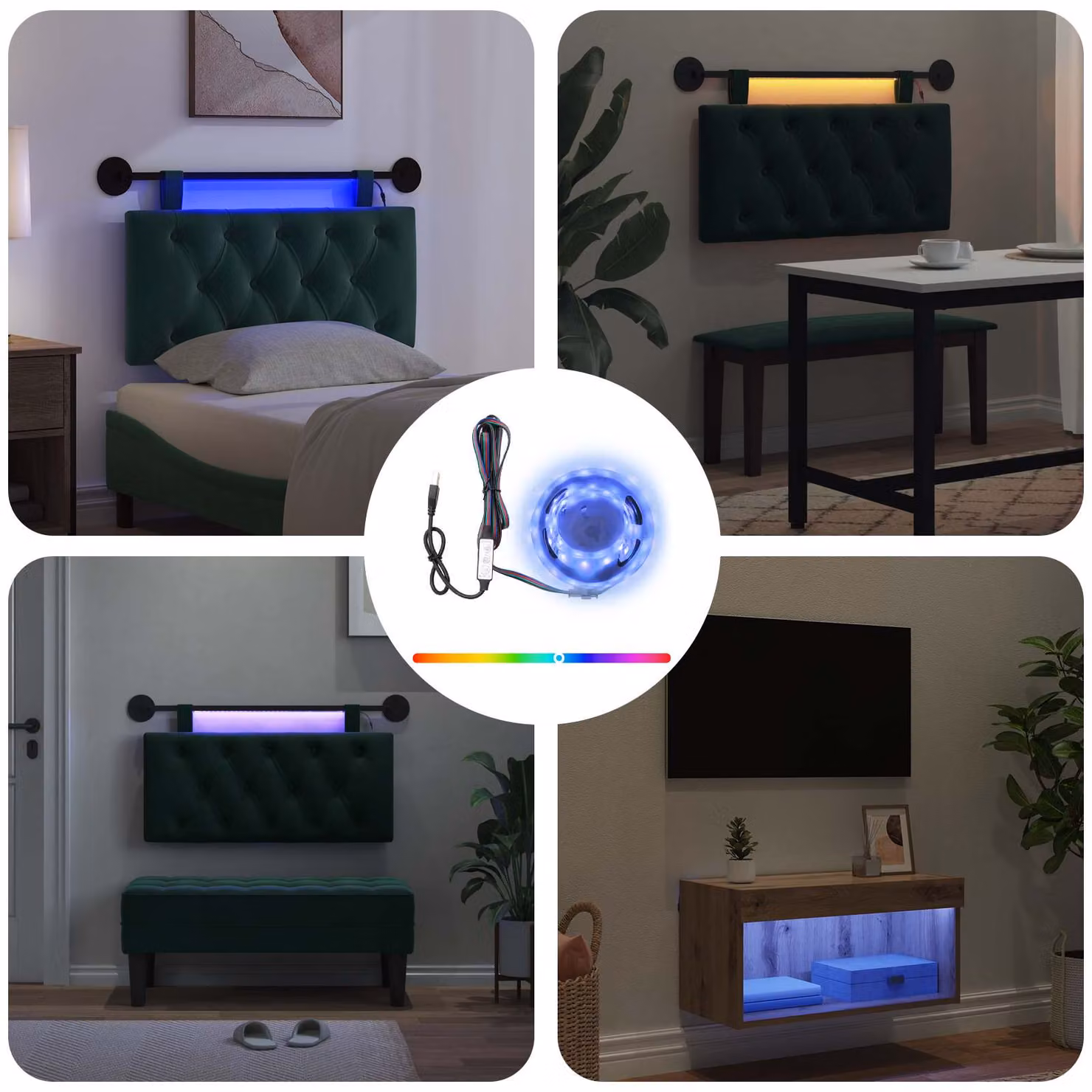Striscia LED RGB vidaXL Multicolore Nero, Lunghezza: 180 cm, SMD5050 con alimentazione USB e protezione IP65