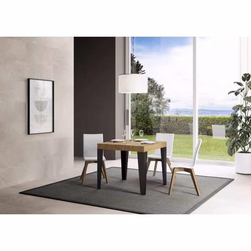 Tavolo allungabile Itamoby Flame in legno e metallo, colore Quercia Natura e Antracite, L/P: 90 x 90 cm, estensibile fino a 246 cm – 2