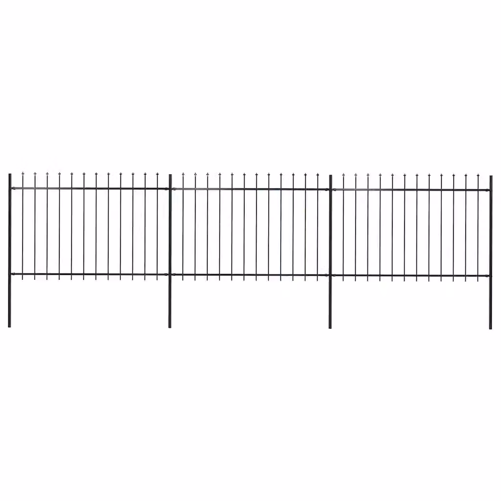 Recinzione da giardino vidaXL con punta a lancia in acciaio nero L: 504 cm, H: 120 cm