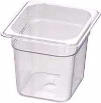 Bacinella per alimenti Cambro Mod. 1/6 Gastronorm in plastica trasparente con coperchio sciolto, capacità 2,2 l