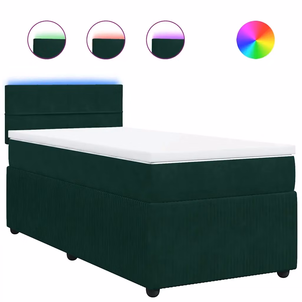 vidaXL Letto Ibrido con Materasso a Molle Insacchettate in Velluto Verde e Bianco L/P/H: 200 x 80 x 40 cm – 2