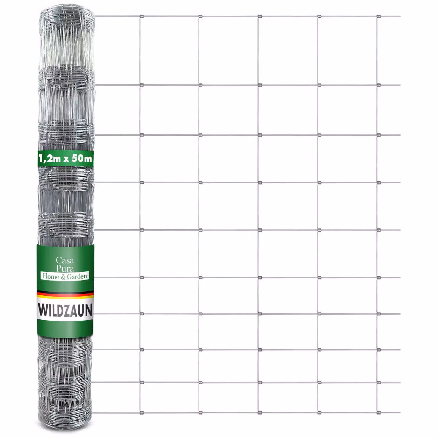 Recinzione per animali selvatici Robusta recinzione zincata Larghezza della rete: 15 cm Altezza: 120 cm Lunghezza: 50 m