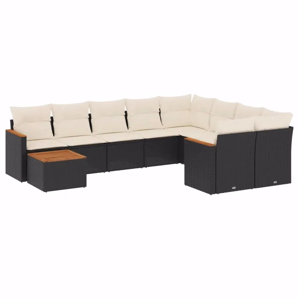vidaXL Set Divani da Giardino a L con Cuscini in Polyrattan e Tavolino da Esterno, Colore Nero e Bianco – 2