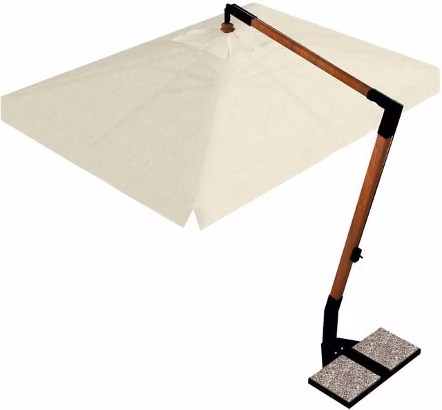 Ombrellone da giardino decentrato GIORDANOSHOP con struttura in legno e telo in acrilico beige L: 350 cm, P: 298 cm