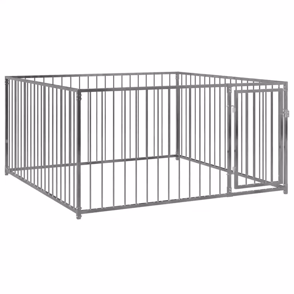 Canile da esterno in metallo vidaXL argento L/P/H: 200 x 200 x 100 cm – 2