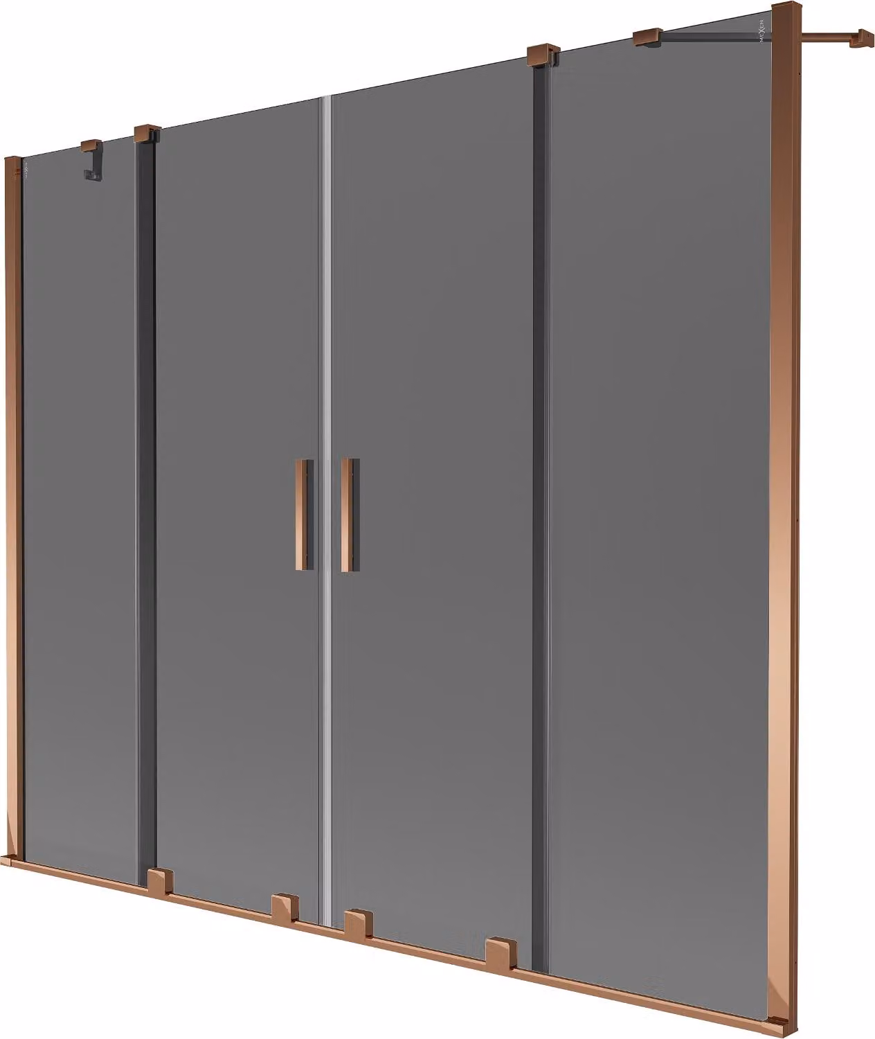 Mexen Velar Duo paratia da vasca da bagno scorrevole a 2 ante 180 x 150 cm, grafite, oro rosa - 896-180-000-42-60