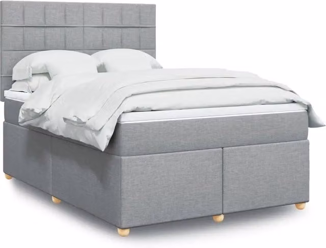 Letto Ibrido vidaXL con Giroletto a Molle e Materasso Grigio e Bianco L/P: 160 x 200 cm