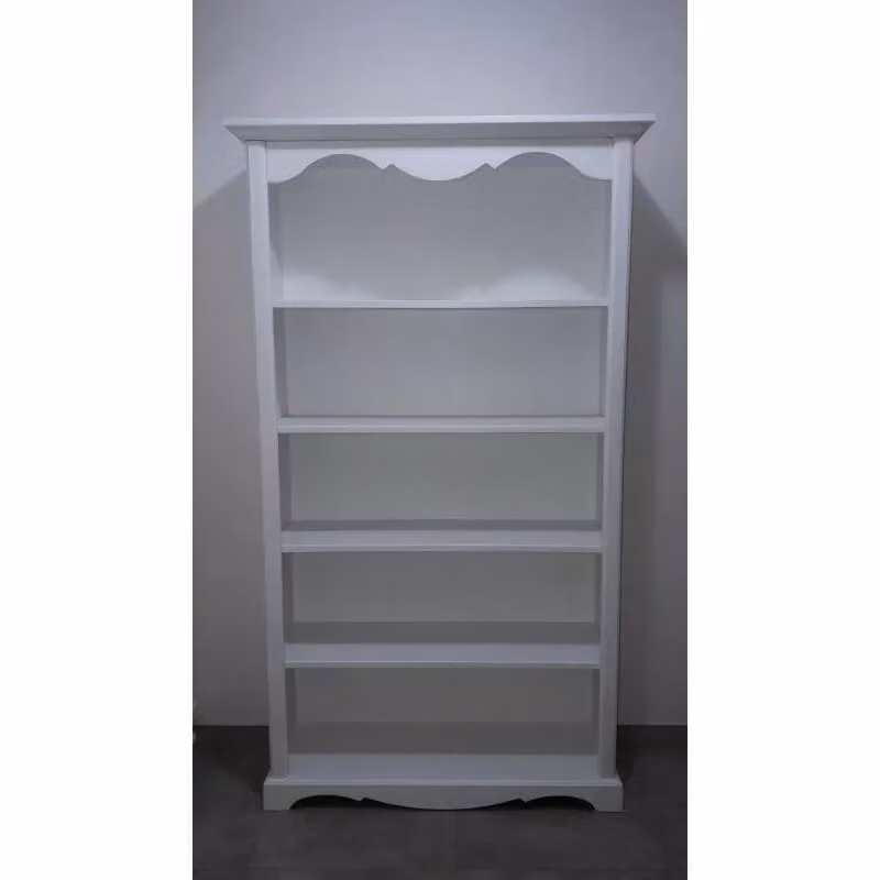 Libreria classica in legno di pino con 5 ripiani bianco opaco Mobili 2G L/P/H: 120 x 40 x 210 cm – 1
