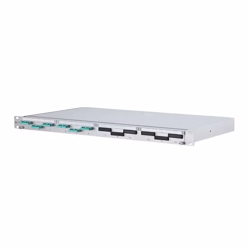 Metz Connect OpDAT PA Patchfeld giunzione 6xSC-D (azzurro), OM3, grigio 150225BA06-E