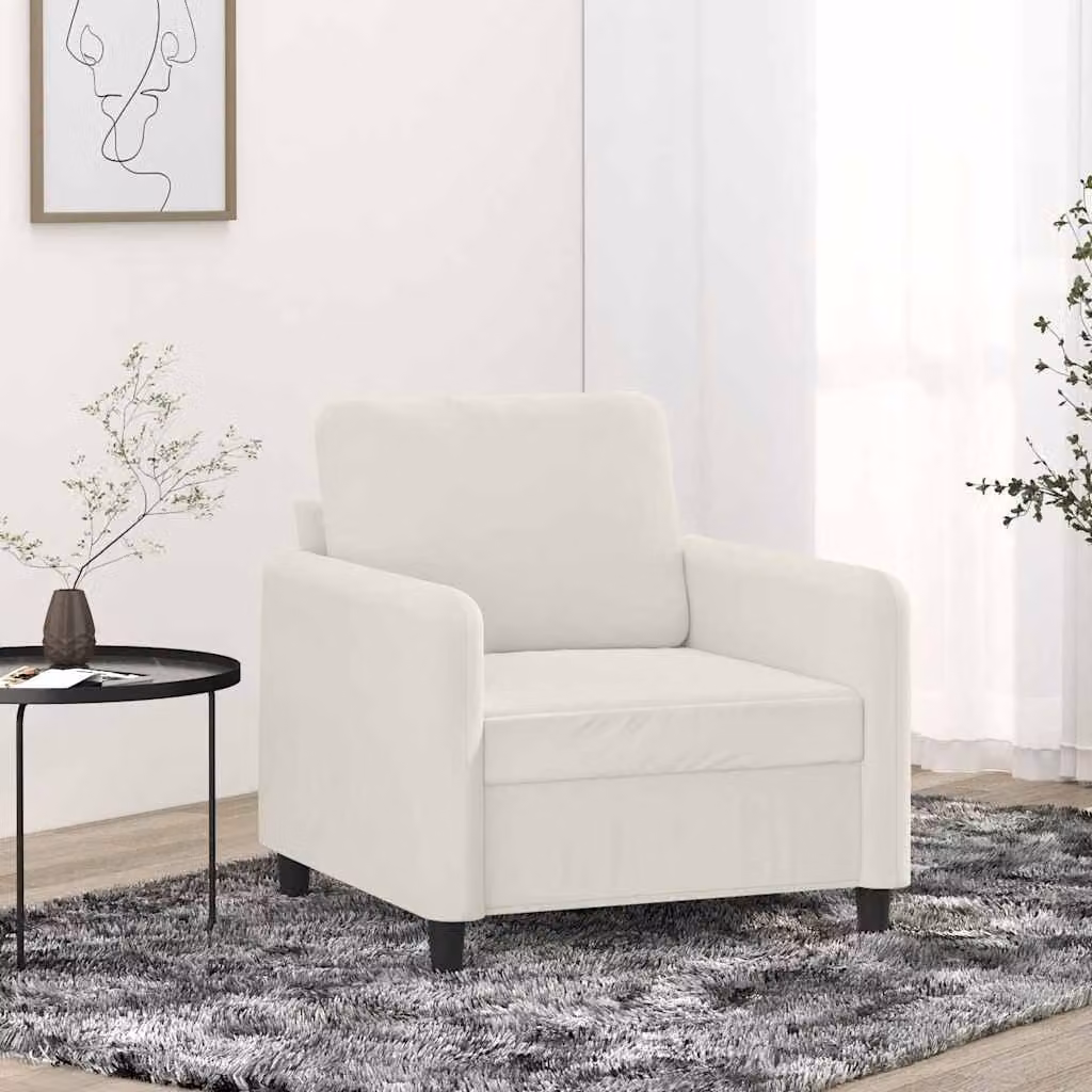 Poltrona moderna vidaXL in velluto beige con braccioli e struttura in metallo