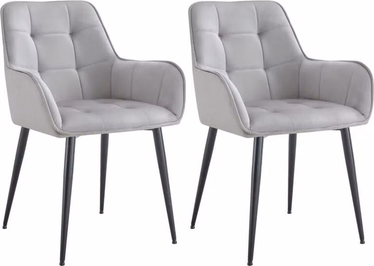 set di 2 sedie da pranzo - Poltrona in velluto - Comfort ergonomico | Colore: grigio chiaro